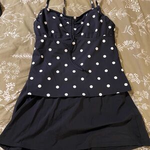Lands' End Classic Poka Dot Tankini, with swim skirt